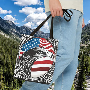 Patriotic Eagle Tote Bag Usa Flag Design Bold Style - Dipaliz - Shopping Totes