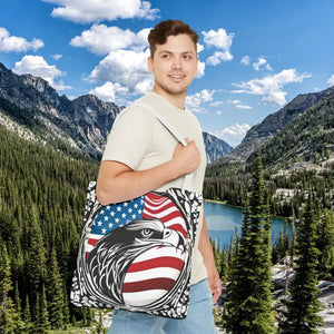 Patriotic Eagle Tote Bag Usa Flag Design Bold Style - Dipaliz - Shopping Totes