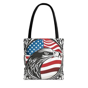 Patriotic Eagle Tote Bag Usa Flag Design Bold Style - Dipaliz - 13’’ × / Black - Shopping Totes