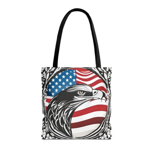 Patriotic Eagle Tote Bag Usa Flag Design Bold Style - Dipaliz - 16’’ × / Black - Shopping Totes