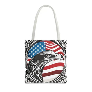 Patriotic Eagle Tote Bag Usa Flag Design Bold Style - Dipaliz - 16’’ × / White - Shopping Totes
