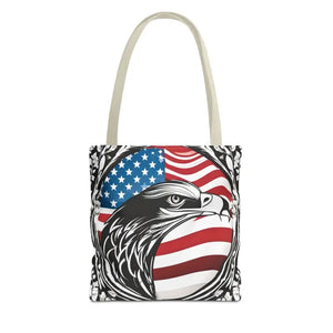 Patriotic Eagle Tote Bag Usa Flag Design Bold Style - Dipaliz - 13’’ × / Beige - Shopping Totes