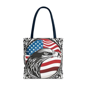 Patriotic Eagle Tote Bag Usa Flag Design Bold Style - Dipaliz - 18’’ × / Navy - Shopping Totes