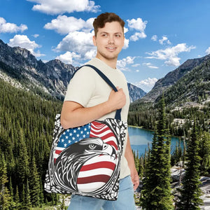 Patriotic Eagle Tote Bag Usa Flag Design Bold Style - Dipaliz - Shopping Totes