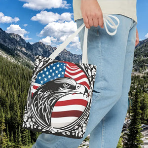 Patriotic Eagle Tote Bag Usa Flag Design Bold Style - Dipaliz - Shopping Totes