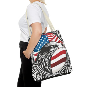 Patriotic Eagle Tote Bag - Usa Flag Design July 4th - Dipaliz - Shopping Totes