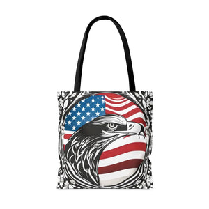 Patriotic Eagle Tote Bag - Usa Flag Design July 4th - Dipaliz - Shopping Totes