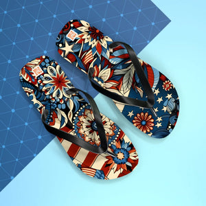 Patriotic Flip Flops - Soft Polyester Suede July 4th - Dipaliz - Sandals