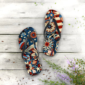 Patriotic Flip Flops - Soft Polyester Suede July 4th - Dipaliz - Sandals