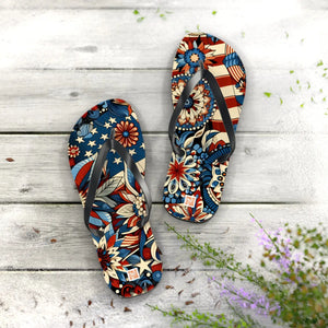 Patriotic Flip Flops - Soft Polyester Suede July 4th - Dipaliz - Sandals