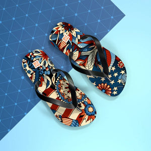 Patriotic Flip Flops - Soft Polyester Suede July 4th - Dipaliz - Sandals