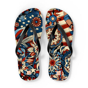 Patriotic Flip Flops - Soft Polyester Suede July 4th - Dipaliz - Sandals