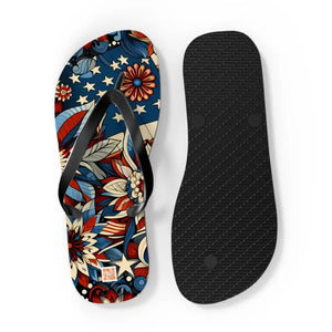 Patriotic Flip Flops Soft Polyester Suede July 4th Fashion - Dipaliz - Sandals