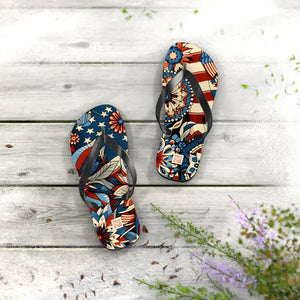 Patriotic Flip Flops Soft Polyester Suede July 4th Fashion - Dipaliz - Sandals