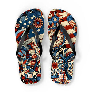 Patriotic Flip Flops Soft Polyester Suede July 4th Fashion - Dipaliz - Sandals