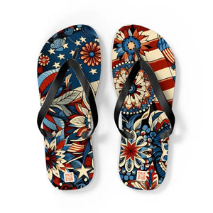 Patriotic Flip Flops Soft Polyester Suede July 4th Fashion - Dipaliz - l / Black Sole - Sandals