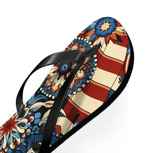 Patriotic Flip Flops Soft Polyester Suede July 4th Fashion - Dipaliz - Sandals