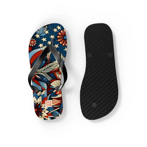 Patriotic Flip Flops Soft Polyester Suede July 4th Fashion - Dipaliz - Sandals