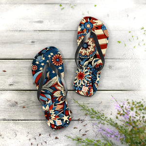 Patriotic Flip Flops Soft Polyester Suede July 4th Fashion - Dipaliz - Sandals