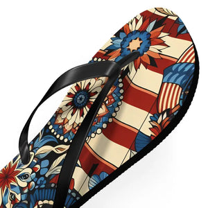 Patriotic Flip Flops Soft Polyester Suede July 4th Fashion - Dipaliz - Sandals