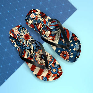 Patriotic Flip Flops Soft Polyester Suede July 4th Fashion - Dipaliz - Sandals