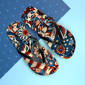Patriotic Flip Flops Soft Polyester Suede July 4th Fashion - Dipaliz - Sandals