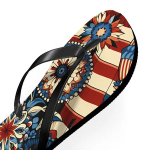 Patriotic Flip Flops Soft Polyester Suede July 4th Fashion - Dipaliz - Sandals
