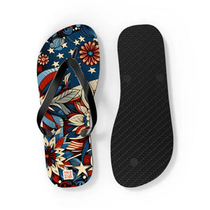 Patriotic Flip Flops Soft Polyester Suede July 4th Fashion - Dipaliz - Sandals