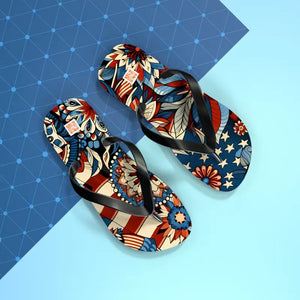 Patriotic Flip Flops Soft Polyester Suede July 4th Fashion - Dipaliz - Sandals