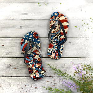 Patriotic Flip Flops Soft Polyester Suede July 4th Fashion - Dipaliz - Sandals