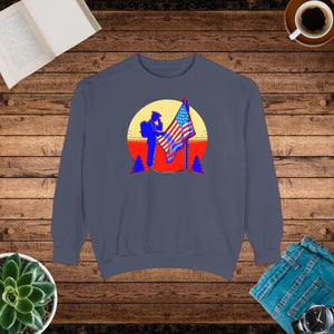 Cozy Garment-dyed Sweatshirt - Soft Patriotic Comfort - Dipaliz - Denim / s - Sweatshirts
