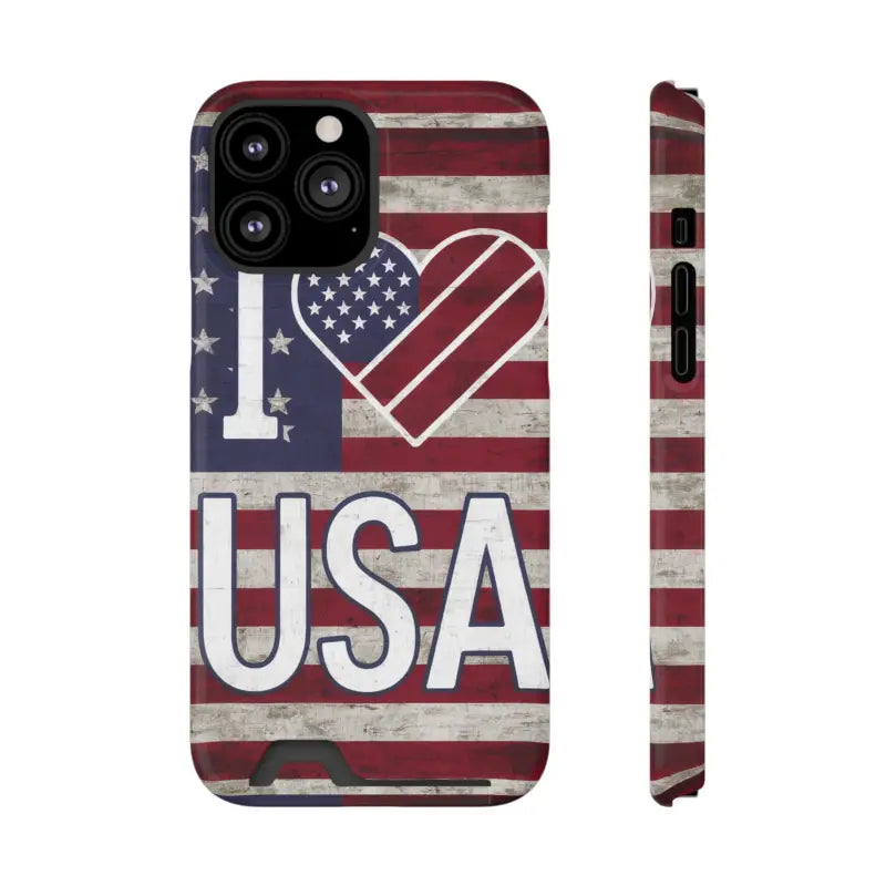 Patriotic Phone Protector: Usa Heart Case + Wallet