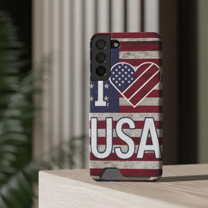 Usa Heart Case + Wallet Patriotic Phone Protector - Dipaliz - Electronics Accessories
