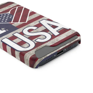 Usa Heart Case + Wallet Patriotic Phone Protector - Dipaliz - Electronics Accessories