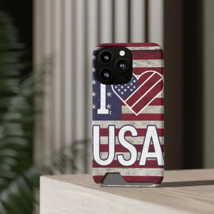 Usa Heart Case + Wallet Patriotic Phone Protector - Dipaliz - Electronics Accessories