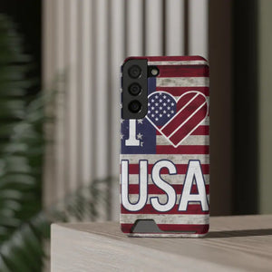 Usa Heart Case + Wallet Patriotic Phone Protector - Dipaliz - Electronics Accessories