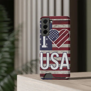 Usa Heart Case + Wallet Patriotic Phone Protector - Dipaliz - Electronics Accessories