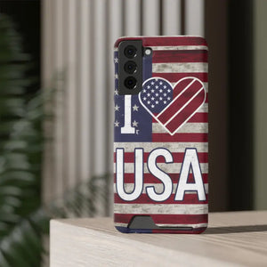 Usa Heart Case + Wallet Patriotic Phone Protector - Dipaliz - Electronics Accessories