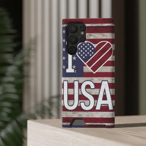 Usa Heart Case + Wallet Patriotic Phone Protector - Dipaliz - Electronics Accessories