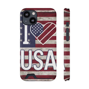 Usa Heart Case + Wallet Patriotic Phone Protector - Dipaliz - Electronics Accessories