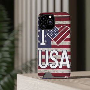 Usa Heart Case + Wallet Patriotic Phone Protector - Dipaliz - Electronics Accessories