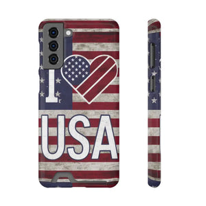 Usa Heart Case + Wallet Patriotic Phone Protector - Dipaliz - Electronics Accessories