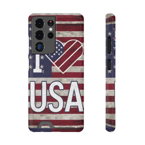 Usa Heart Case + Wallet Patriotic Phone Protector - Dipaliz - Electronics Accessories