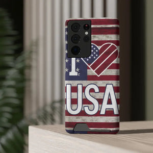 Usa Heart Case + Wallet Patriotic Phone Protector - Dipaliz - Electronics Accessories
