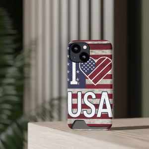 Usa Heart Case + Wallet Patriotic Phone Protector - Dipaliz - Electronics Accessories