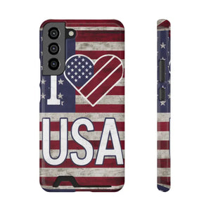 Usa Heart Case + Wallet Patriotic Phone Protector - Dipaliz - Electronics Accessories