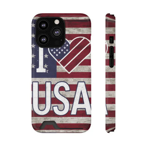 Usa Heart Case + Wallet Patriotic Phone Protector - Dipaliz - Electronics Accessories
