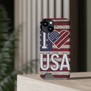 Usa Heart Case + Wallet Patriotic Phone Protector - Dipaliz - Electronics Accessories