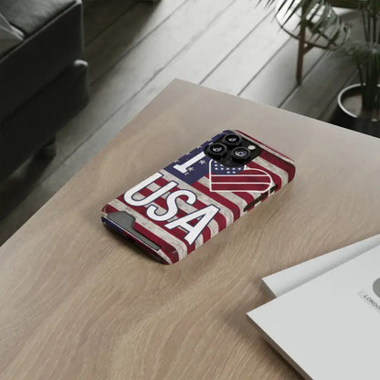Patriotic Phone Protector: Usa Heart Case + Wallet