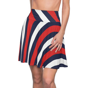 Patriotic Red White & Blue Striped Skater Skirt - Skirts